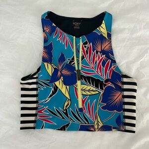 Roxy zip-up high neck swimsuit top